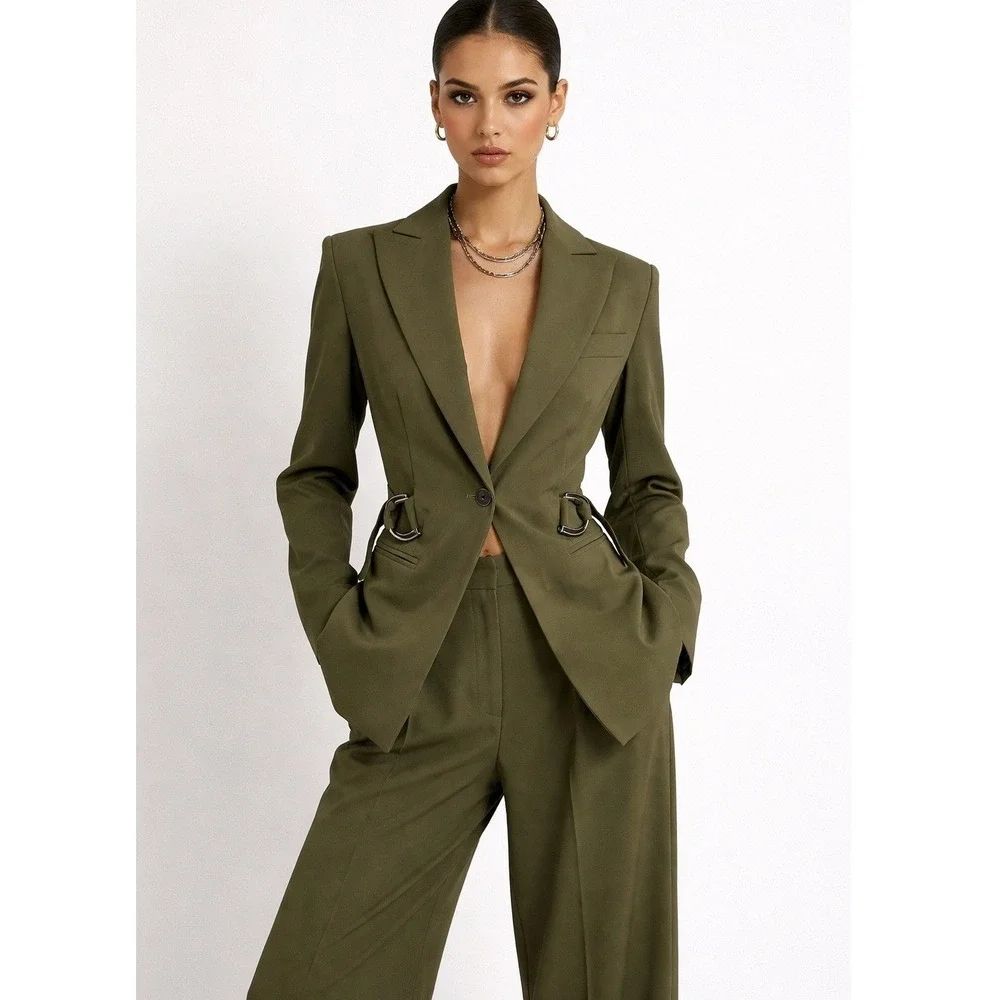 LITA Blazer Womens 2XL Statement Belted‎ Structured Stretch Jacket Modern